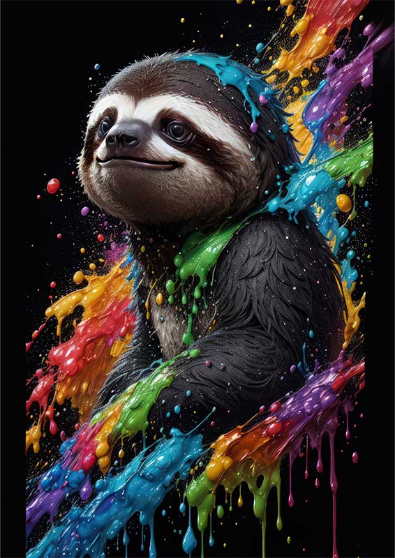 Cute Kerry The Sloth With A Touch Of Splash Art | Canvas
