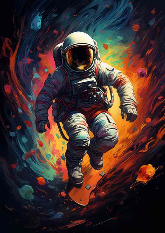 Galactic Explorer Mans Journey to the Stars | Metal Poster