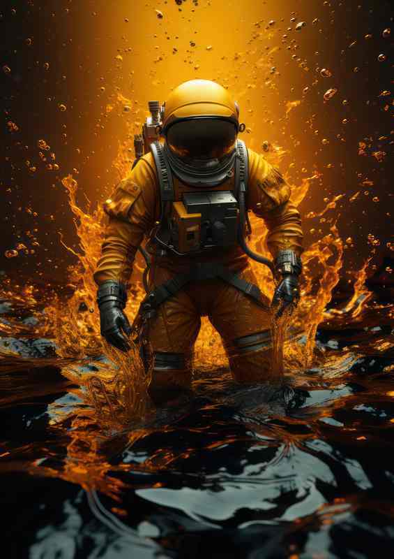 Galactic Explorer yellow Cosmic Splath | Metal Poster