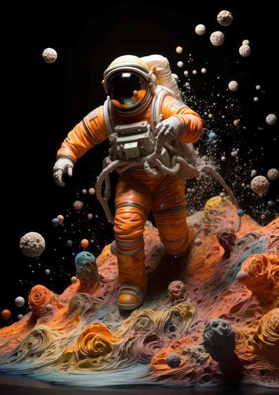 Galactic Pioneer Mans Journey to New Worlds | Metal Poster