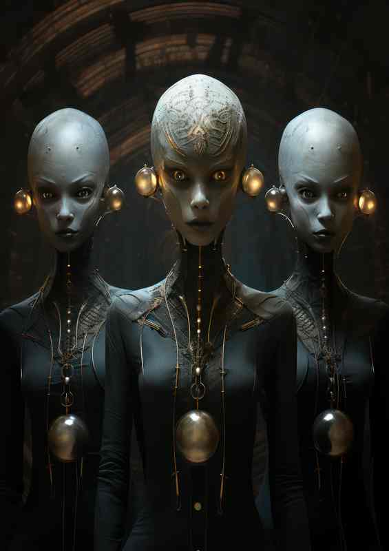 Galactic Visitors Discovering Alien Life Form | Metal Poster