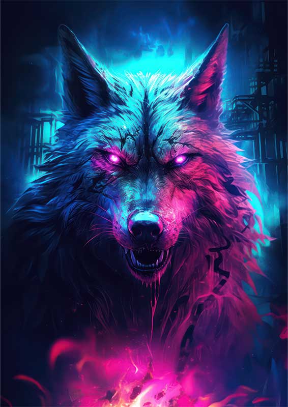 Galactic Growl glowing wolf | Canvas