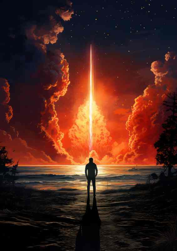 Rocket Trails Blazing Paths into the Cosmos | Metal Poster