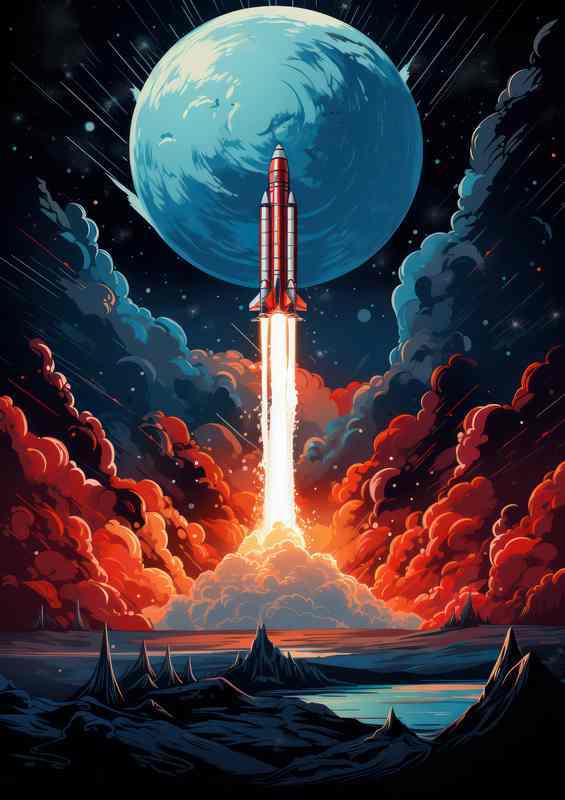 Space Pioneers Rocket Launches to Alien Habitats | Poster