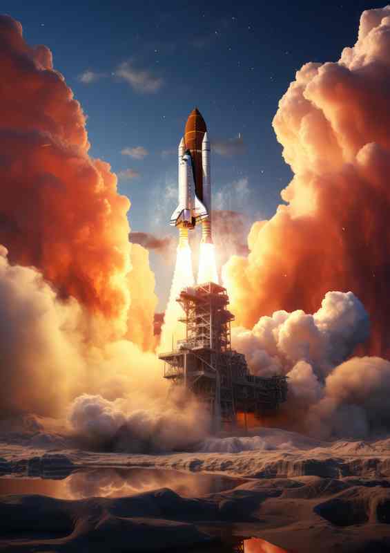 Stellar Sojourns Rocket Launches into the Infinite | Metal Poster
