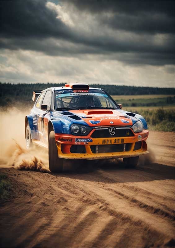 Rally Sports car racing through the dirt | Poster