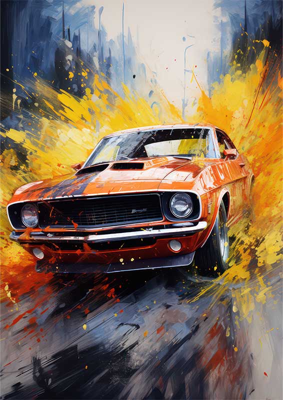 Shelby Super Car Painted Style Splas Art | Di-Bond