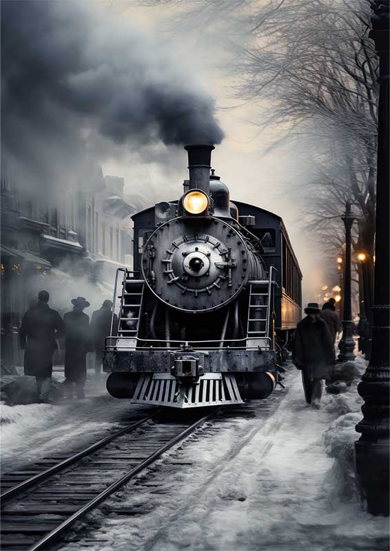 Stram Train Enreting The Station And People Leaving | Di-Bond