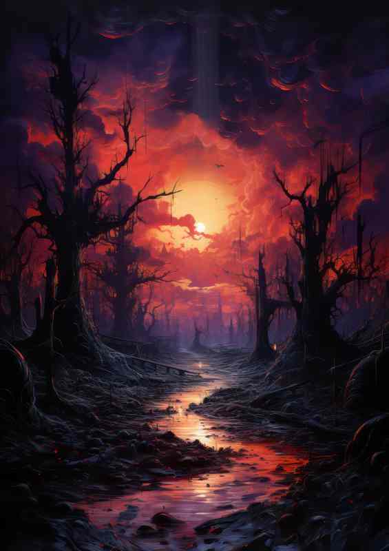 Blood Moon Over Mysterious Forest | Canvas