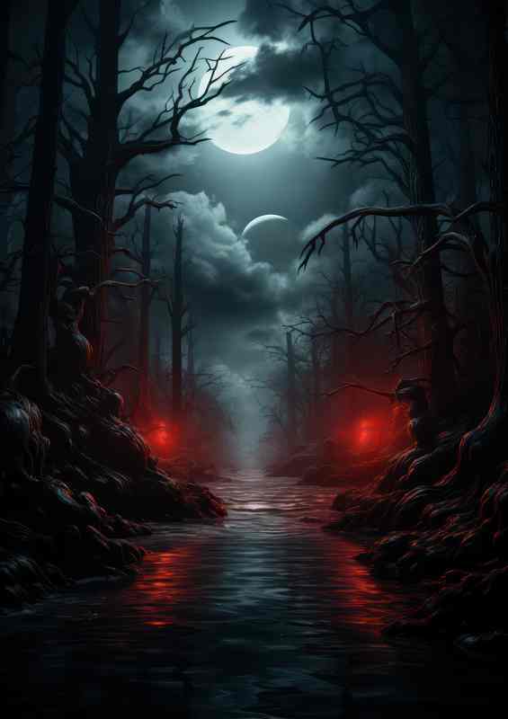 Moonlit Dreamscape Forest at Night | Canvas