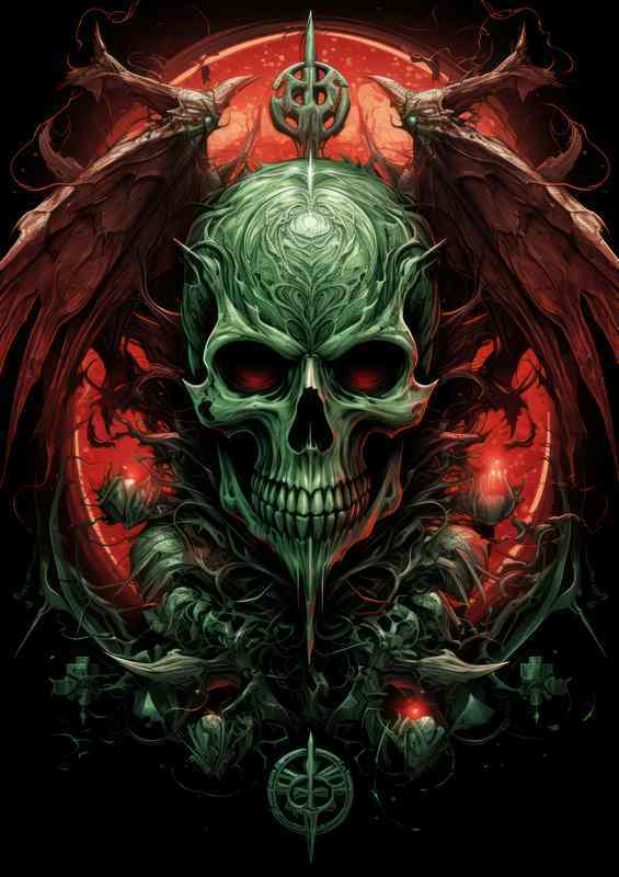 Graveyard Gallery Macabre Art Showcase skull with a dragon | Di-Bond