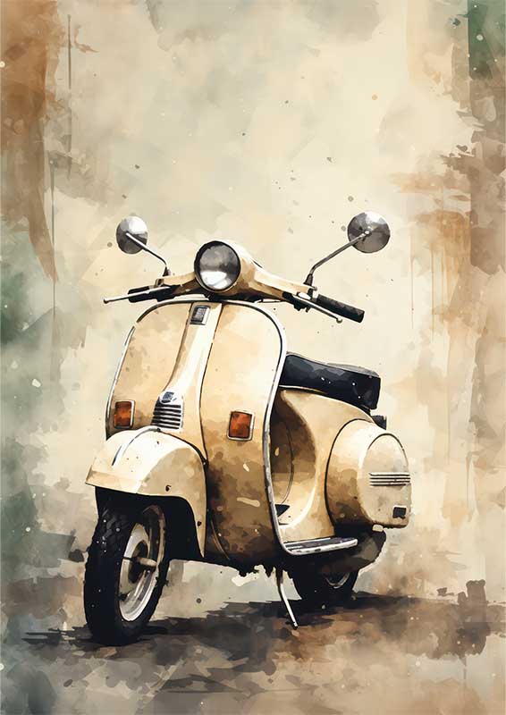 Painting Of A Old Scooter Bike | Di-Bond