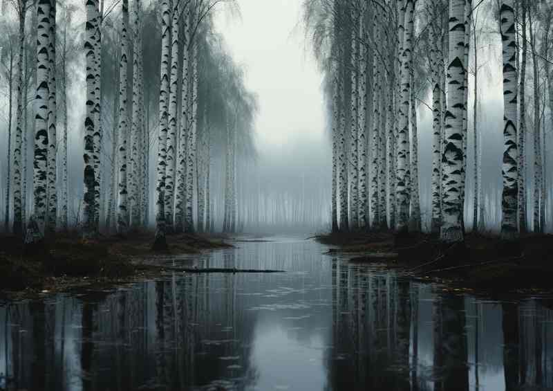 Mirror of Nature Trees Reflecting in Monochrome | Canvas