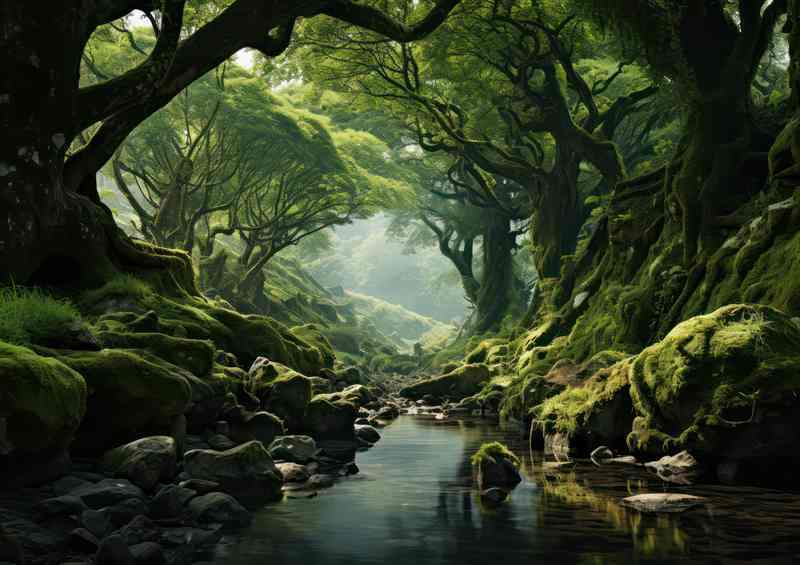 Scenic Riverbank with Trees | Metal Poster