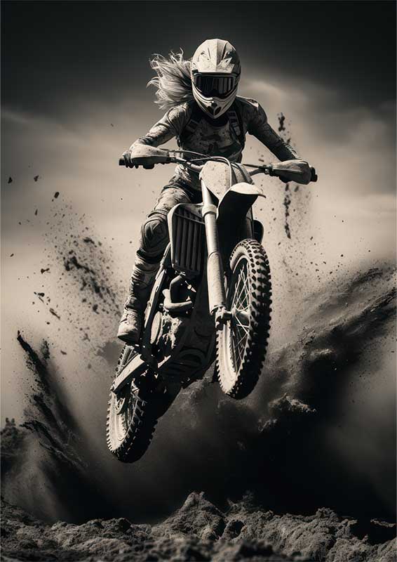 Rider On A Dirt Bike Flying Through The Air | Canvas