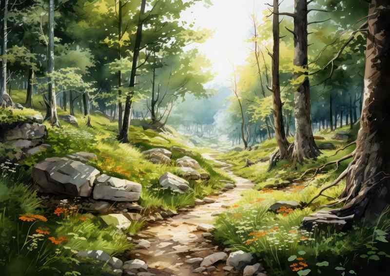 The Rocky Foot Path In The Woodland | Canvas