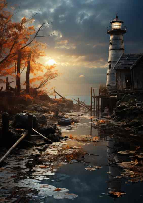 Moonlit Guardian Lighthouse Under Lunas Gaze | Canvas