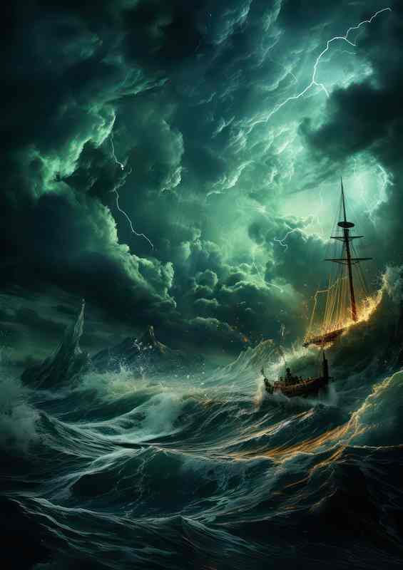 Nighttime Odyssey Sailboat in the Darkness | Canvas