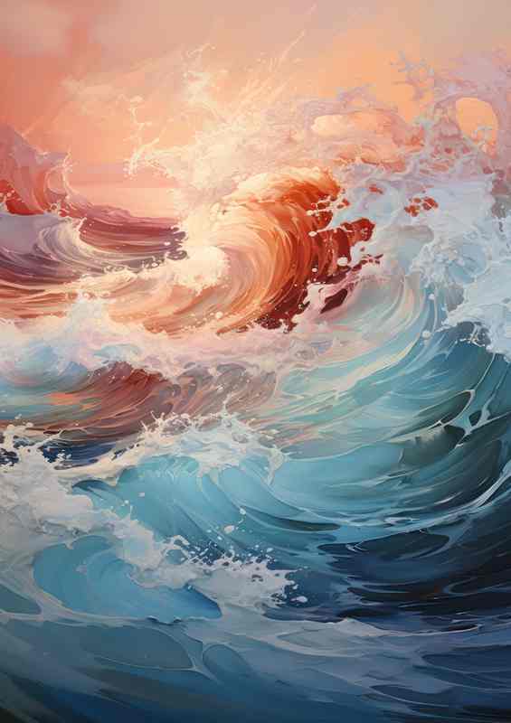 Rough Waters in Vibrant Ocean Hues | Poster