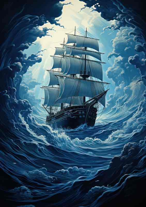 Starry Seas Sailing Through Midnight Waters | Poster