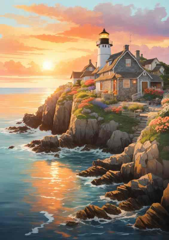 Sunrise Beacon Lighthouses Early Morning Vigil | Metal Poster