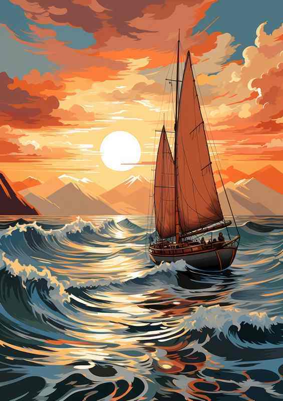 Sunset Voyage Sailboats Evening Elegance | Di-Bond