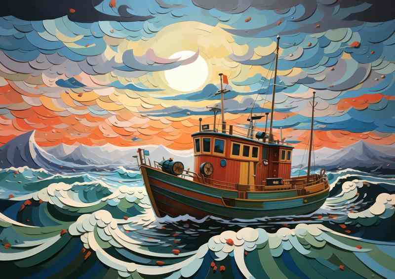 Adrift in Tempest Fishing Boat Courage | Poster