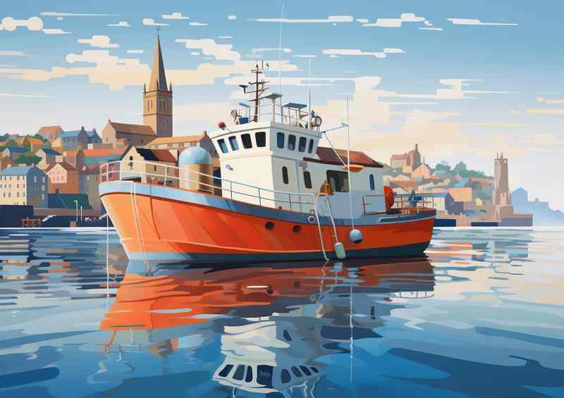 Fishing Boat in Blissful Sunlit Waters | Metal Poster