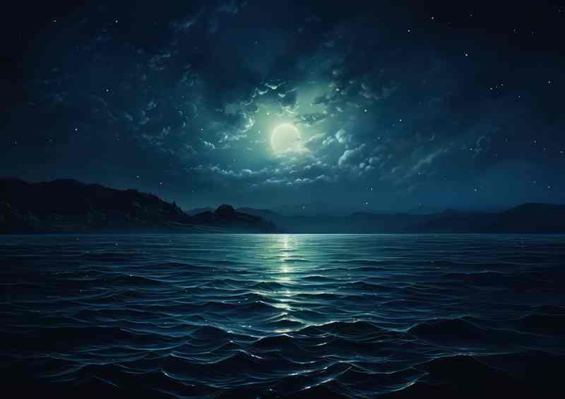 Moonlight over the ocean | Di-Bond