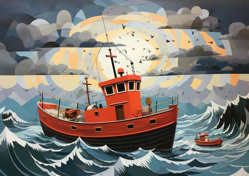 Solitary Voyage Small Boat's Ocean Journey | Canvas