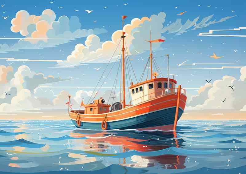 Sunny Seas Beckon the Fishing Crew | Poster