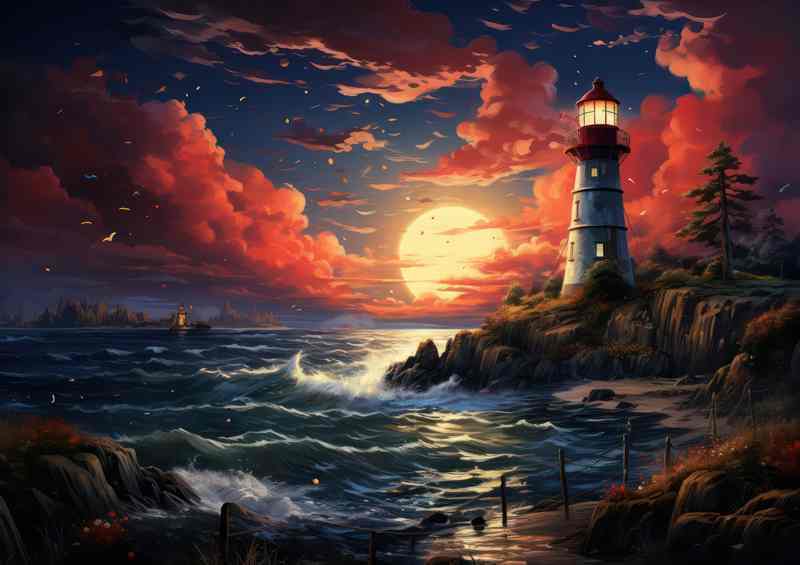 Twilight Guardian Lighthouse in Evening Sunset | Di-Bond