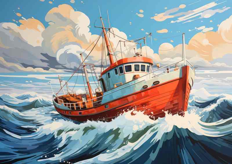 umultuous Waters and the Fishing Crew | Poster