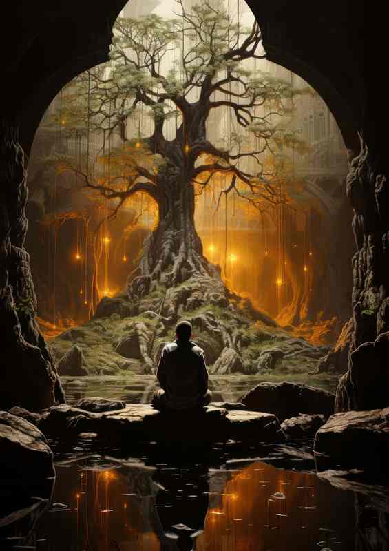 Spiritual Illumination Buddhas Radiant Grace Unveiled | Metal Poster