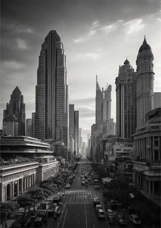 City Street scene | Metal Poster
