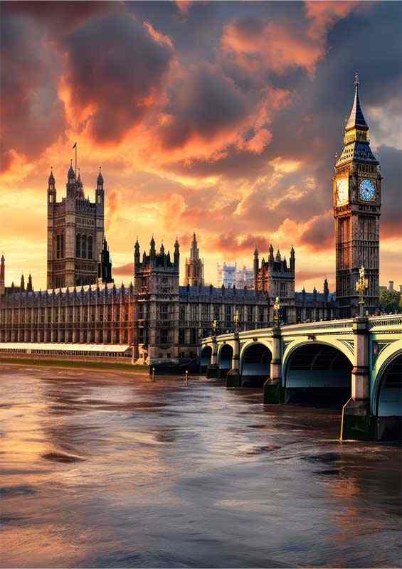 Houses of Parliament Canvas (London Evening, Thames River)