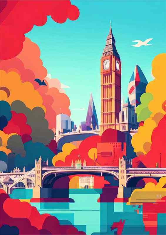 London flat design with big ben | Metal Poster