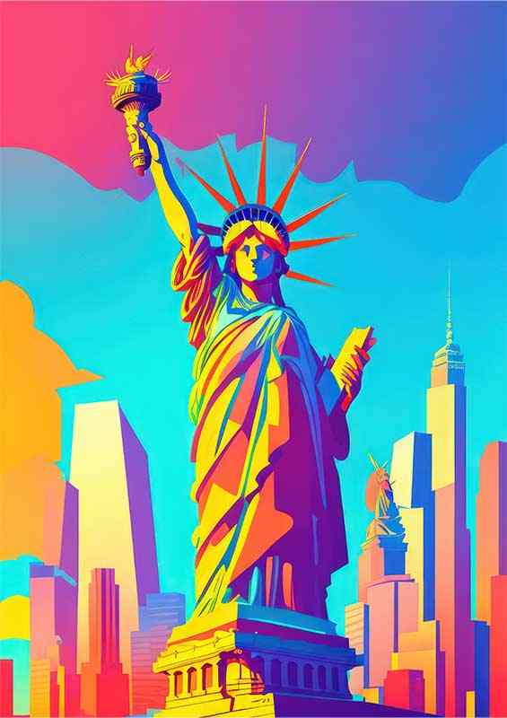 New York Statue Of Liberty flat design | Canvas