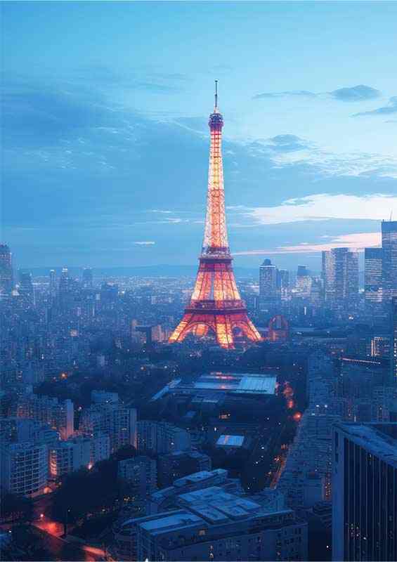 Paris Effiel Tower Light Up on a dusky evening | Poster