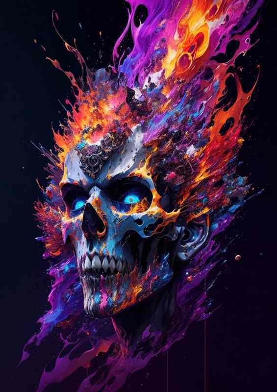 Nights Narrative Chronicles of the Macabre coloured skull | Di-Bond