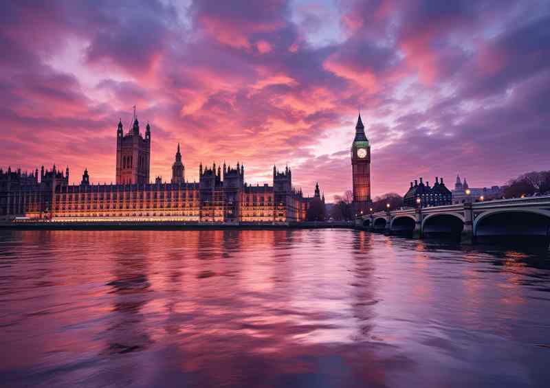 PurpSky & BigBen Reflect in Water | Di-Bond