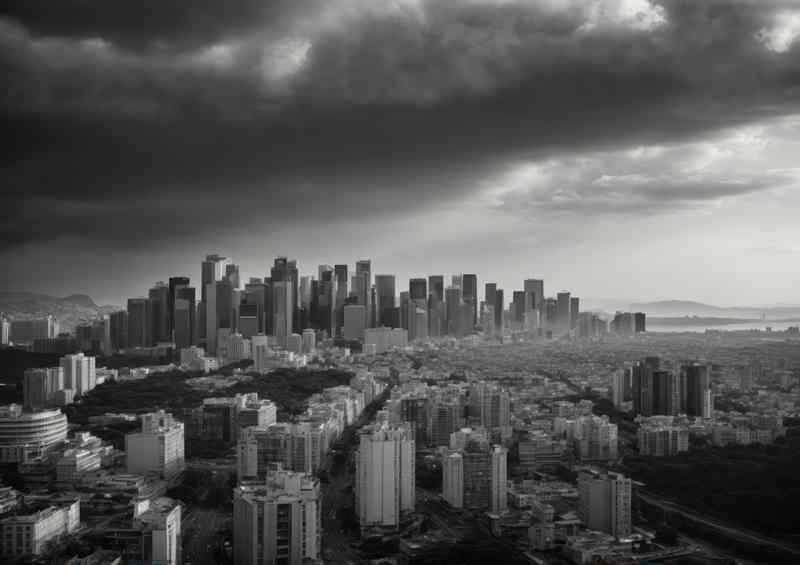 Breath taking Urban Horizons in black and white city | Poster