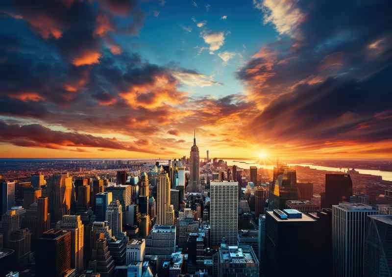 New York city skyline at sunset The Enigma of City Horizons | Poster