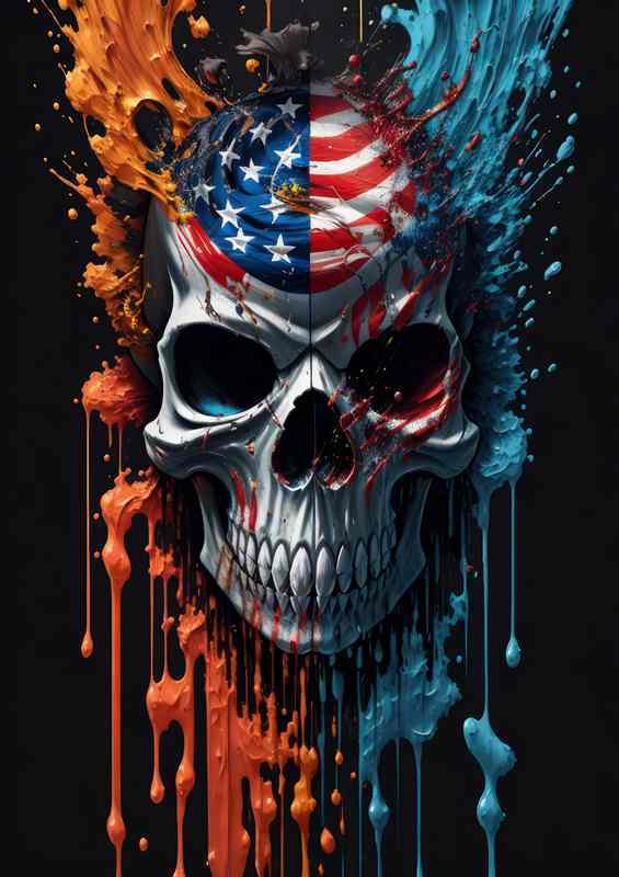 Sanctuary for the Macabre Splash art american flag skull | Di-Bond