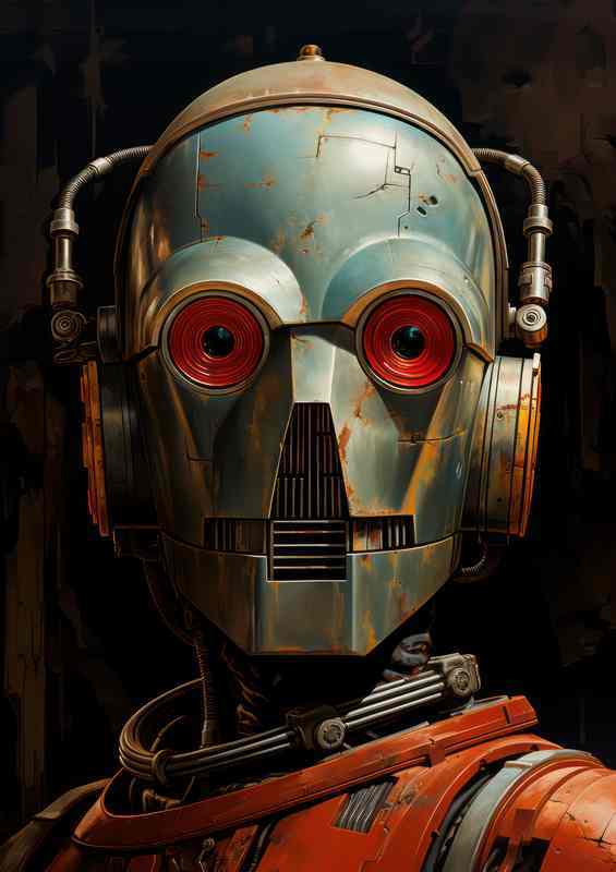 Automated Abstract Robotic Visage | Metal Poster