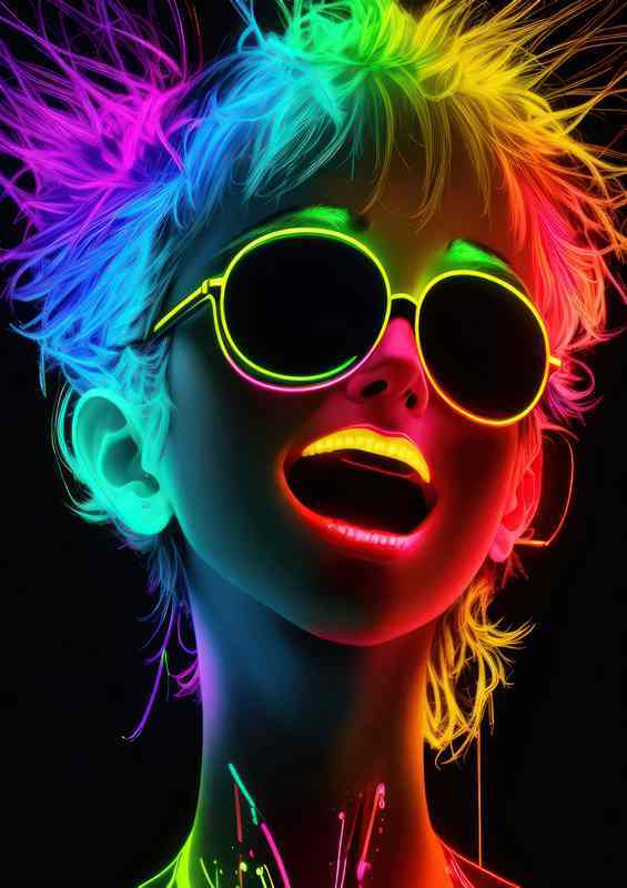 Bright neon vivid colours girl | Poster
