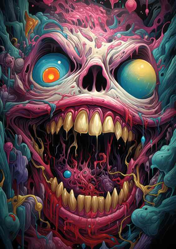 Ephemeral Expressions Faces in Abstraction | Metal Poster