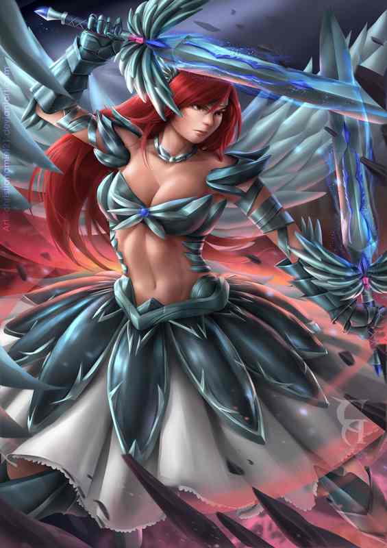 Armor and Artistry Dive into the Manga Brilliance of Erza | Poster