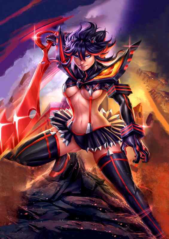 Battle Ready Beauty Ryuko Matoi Manga-Style Metal Poster