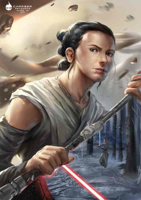 Lightsaber Luminescence Explore Rey in Manga Brilliance | Metal Poster